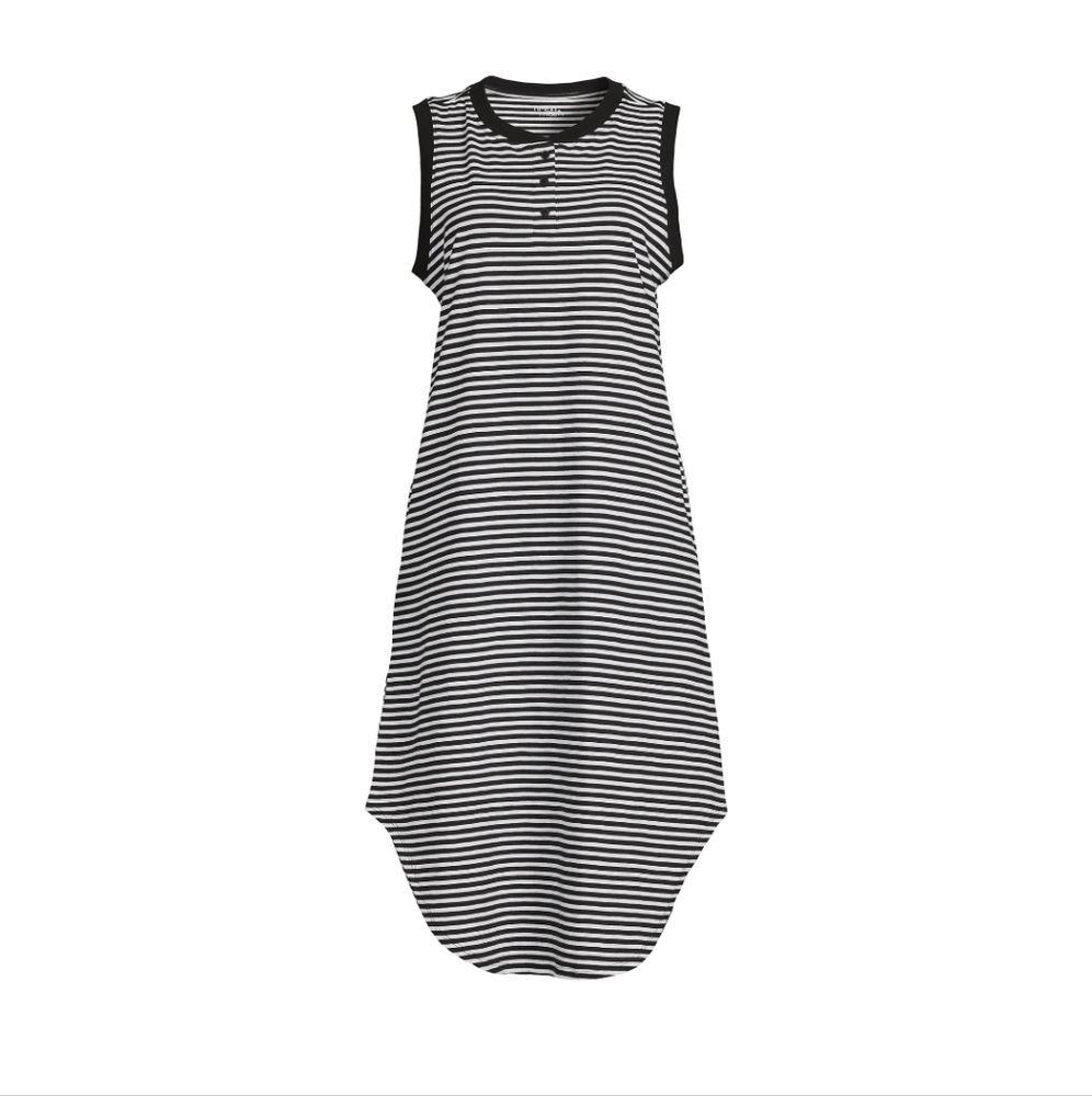 Time and Tru Women's Sleeveless Curve Hem Henley Midi Dress